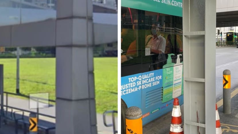 Cladding panels removed from pillars at bus stops near Punggol MRT after complaints over design Cladding panels removed from pillars at bus stops near Punggol MRT after complaints over design