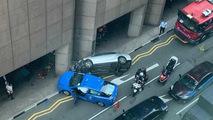 Elderly taxi driver taken to hospital after accident along Robinson Road