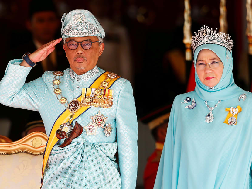 Photo of the day: Malaysia's new King Sultan Abdullah Sultan Ahmad Shah and Queen Tunku Azizah Aminah Maimunah attend a welcoming ceremony at the Parliament House in Kuala Lumpur.