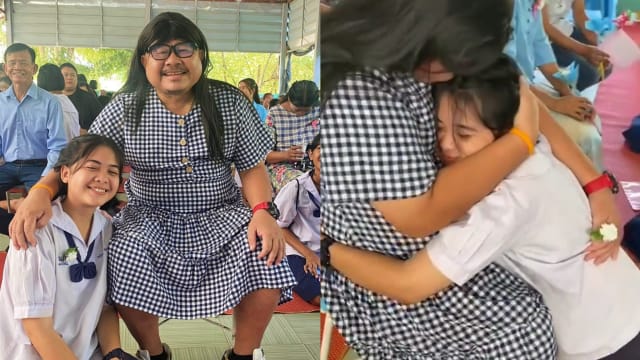为了不让养女自卑 泰国单亲爸爸“男扮女装”参加母亲节活动