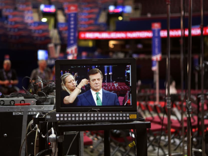File photo of Paul Manafort, then the campaign chairman to Republican presidential candidate Donald Trump, taking part in an interview ahead of the Republican National Convention in the Quicken Loans Arena in Cleveland, Ohio, July 17, 2016. Photo: The New York Times