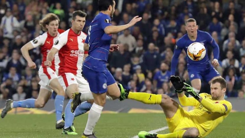 Football: Chelsea survive Slavia scare to reach Europa League semi-finals Football: Chelsea survive Slavia scare to reach Europa League semi-finals