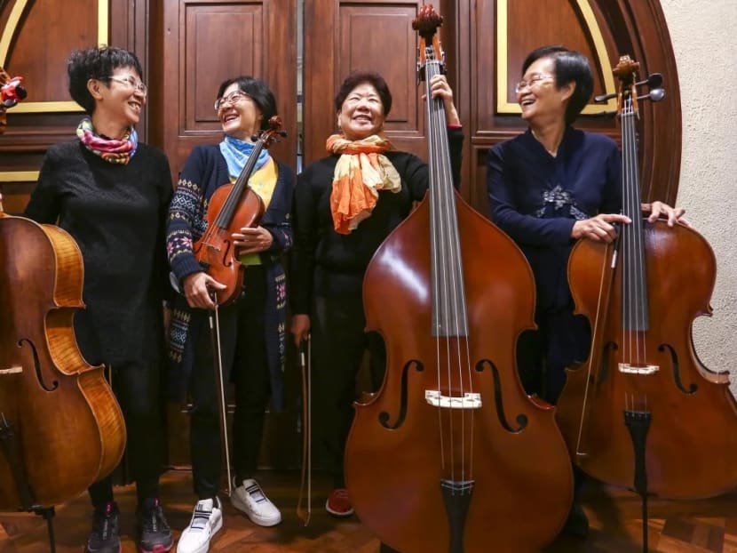 (From left) Ms Eva Yu, 60, Ms Charlotte Lam, in her 50s, Ms Fung Lai-ling, 73, and Ms Grace Li, in her 60s, are part of a group under a community project at Haw Par Mansion in Tai Hang, Hong Kong.