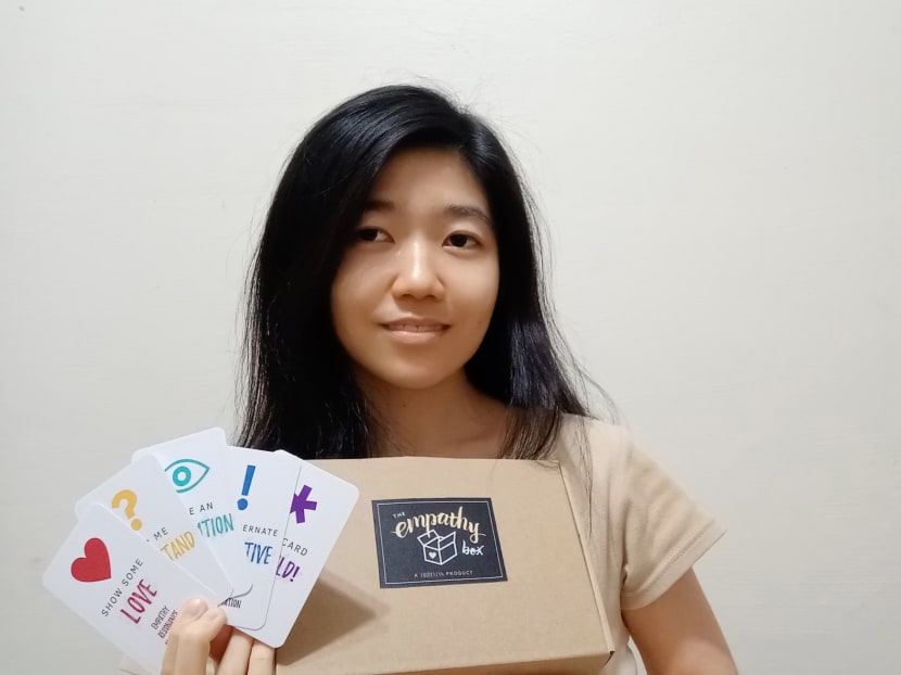 The author with an Empathy Box which has helped her to learn how to better empathise with others. The author with an Empathy Box which has helped her to learn how to better empathise with others.