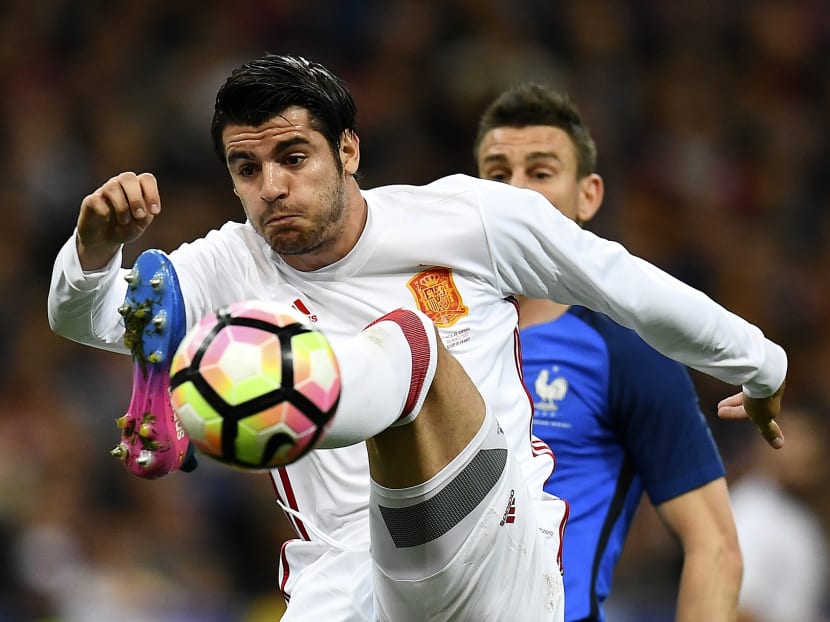 Alvaro Morata, seen here in action for Spain, could play for Chelsea against Bayern Munich in Singapore next Tuesday (July 25). Photo: AFP