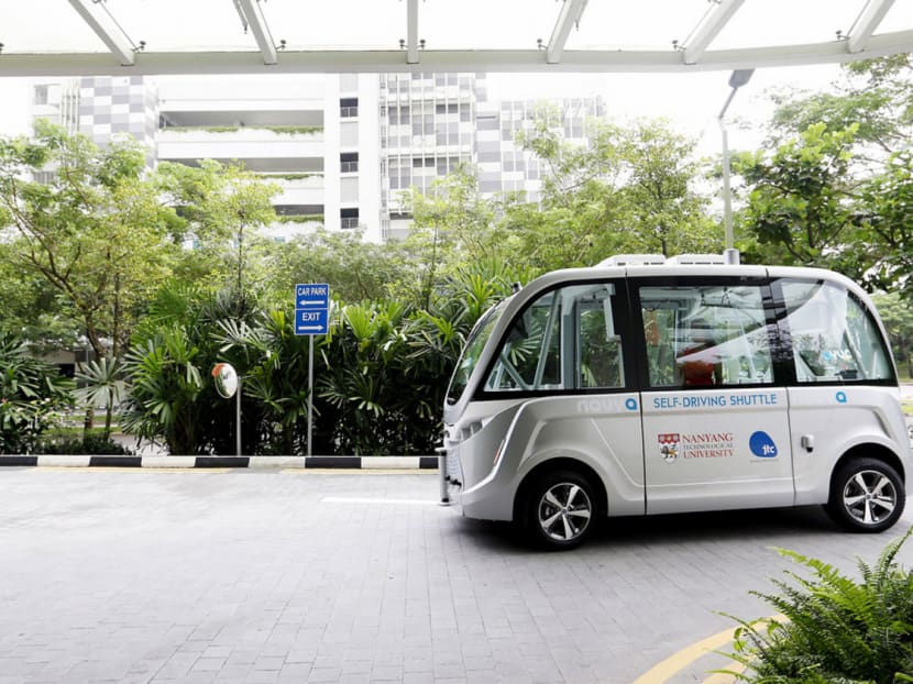 A self-driving minibus that is slated to hit the roads of Nanyang Technological University by March. TODAY file photo