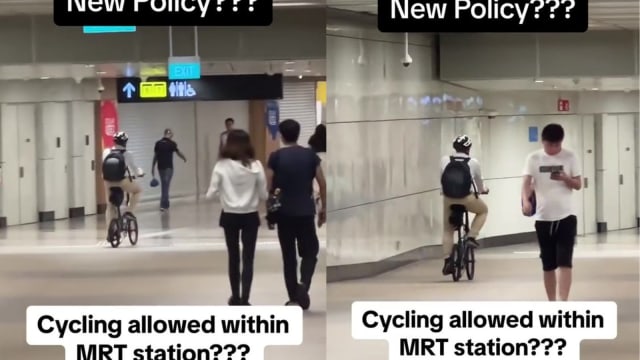 地铁站内骑脚踏车引质疑 男子行为可面临罚款