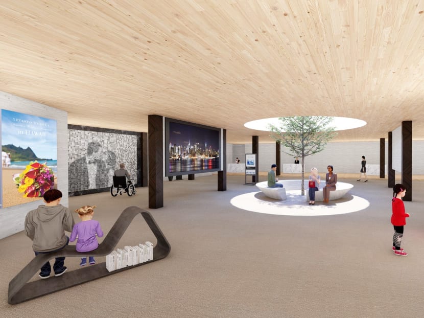 This design of the building that houses the Registry of Marriages and the Registry of Muslim Marriages, done by a group of students, features a lobby with an open concept.