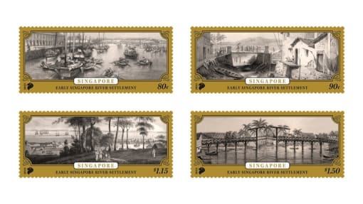 SingPost, NLB launch new stamps featuring historical images of the Singapore River