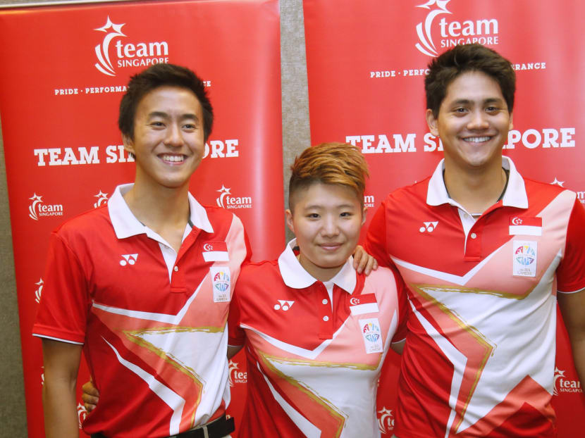 From left: Quah Zheng Wen, Tao Li and Joseph Schooling at the SNOC MAP appreciation dinner yesterday. Photo: Ernest Chua