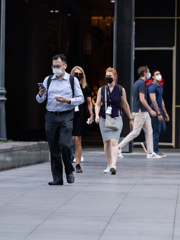 Office workers in Singapore's Central Business District.