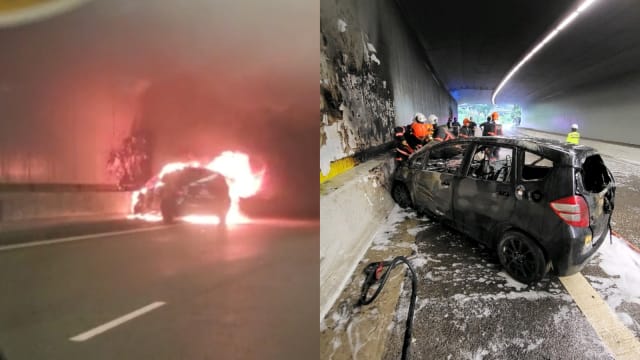 汽车撞墙起火 两名勇者起火前救出女司机