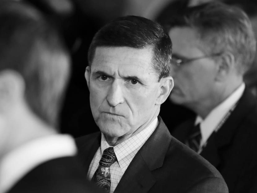 Ex-national security adviser Michael Flynn at the White House. If it was the lie to Vice-President Mike Pence that sunk Mr Flynn, why was he not fired in January? Photo: Reuters