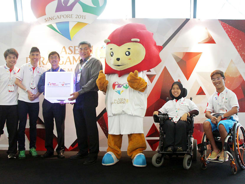 Representatives from Community Chest and ASEAN Para Games Organising Committee during the partnership launch for the Para Games. Photo: Low Wei Xin