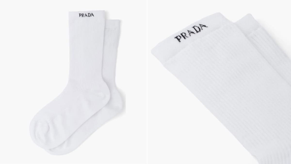 Prada Now Sells S 335 White Cotton Logo Socks TODAY