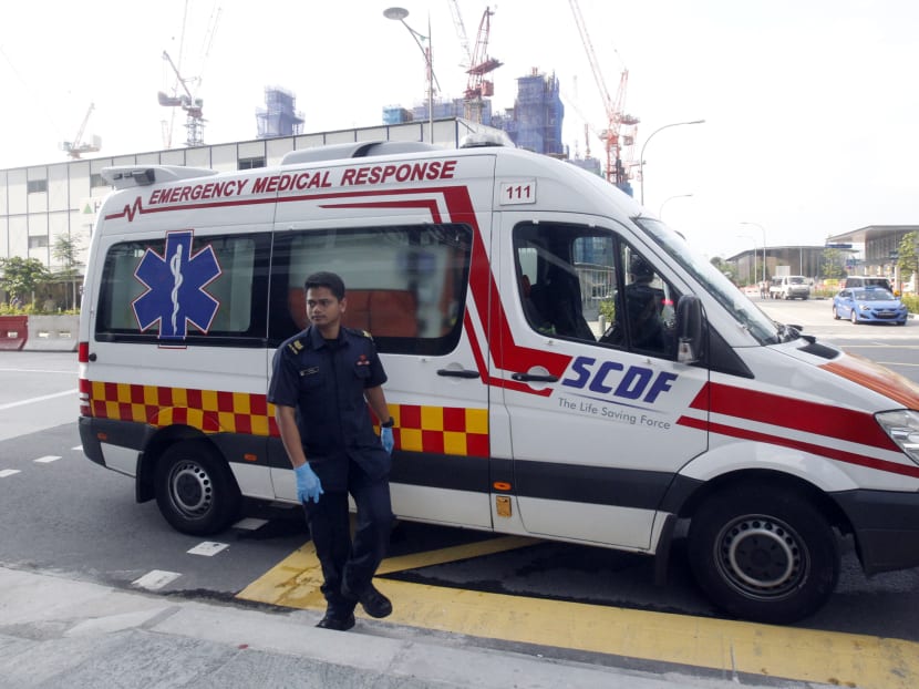 An emergency ambulance seen during Exercise Heartbeat in Nov 2014. TODAY file photo