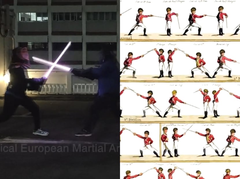Two people caught on camera sparring with light sabres on the rooftop of a multi-storey car park have revealed that they are actually ancient sword fighting enthusiasts.