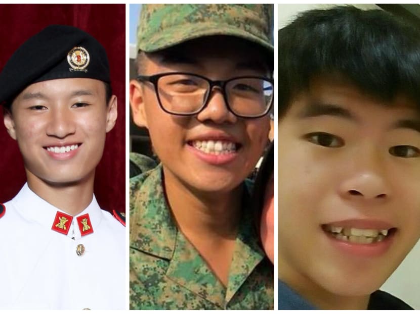 From left: 3SG Gavin Chan and CFC Dave Lee of the SAF, and CPL Kok Yuen Chin of the SCDF. All three youths died while serving full-time national service.