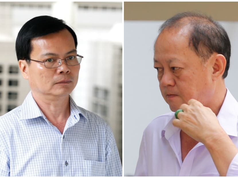 The court was told on Wednesday that whenever Chia Sin Lan (R), who is the director of both 19-ANC and 19-NS2, picked up the tab at karaoke clubs after entertaining Wong Chee Meng (L), former general manager of Ang Mo Kio Town Council (AMKTC), Chia would submit the receipts for reimbursement and later instruct that they be destroyed.