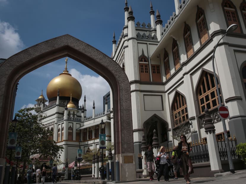 In the historic Kampong Glam district, Sultan Mosque — which was completed in 1826 with S$3,000 contributed by Sir Raffles — plans to hold a travelling roadshow to showcase its history, with support from the team behind the bicentennial. Photo: Jason Quah/TODAY