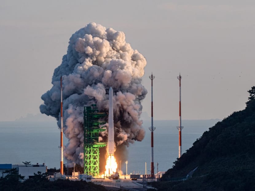 South Korea's first homegrown space rocket "Nuri" is launched at the Naro Space Centre in Goheung in South Jeolla Province, 473km south of Seoul on Oct 21, 2021. South Korea's first homegrown space rocket "Nuri" is launched at the Naro Space Centre in Goheung in South Jeolla Province, 473km south of Seoul on Oct 21, 2021.