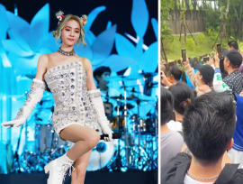 Jolin Tsai seen squeezing and tip-toeing in crowd to see pandas