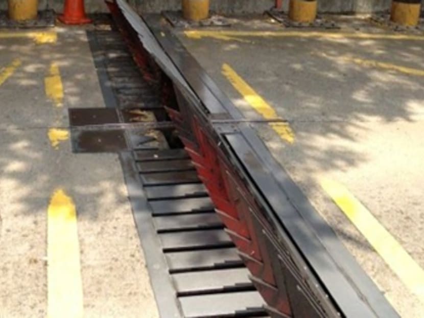One of the cat claw barriers deployed at Woodlands Checkpoint. Photo: ICA