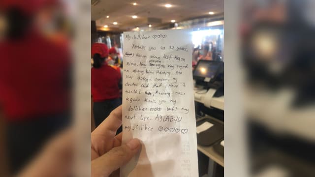 或是最后一次光顾 菲癌末男留字条话别快餐店 