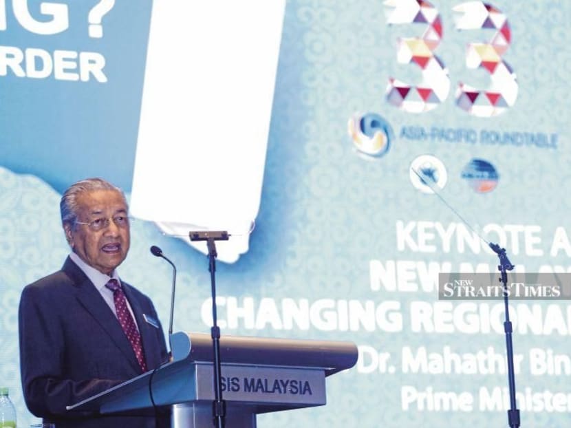 Prime Minister Dr Mahathir Mohamad delivering his keynote address at the 33rd Asia-Pacific roundtable at Hilton Kuala Lumpur, June 25, 2019.