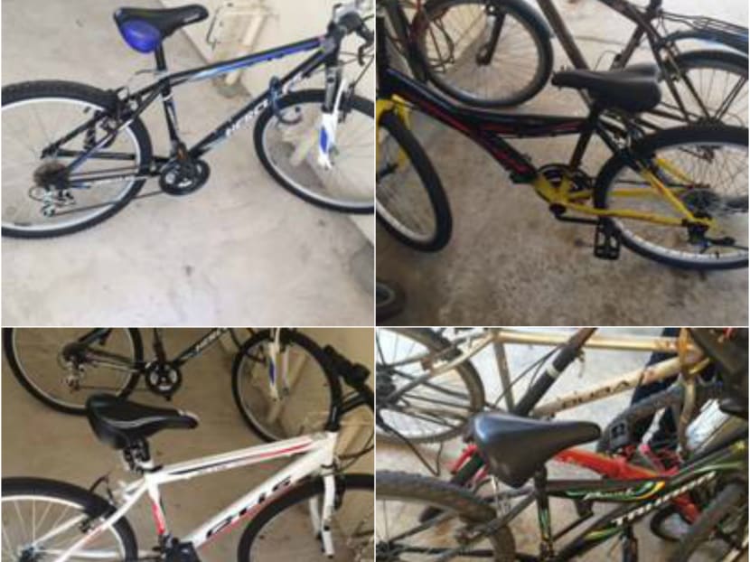 Photographs of four of the bicycles seized. Photo: Singapore Police Force