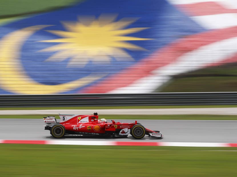 Ferrari’s Sebastian Vettel practicing at Sepang for the Malaysia Grand Prix 2017 . Photo: Reuters