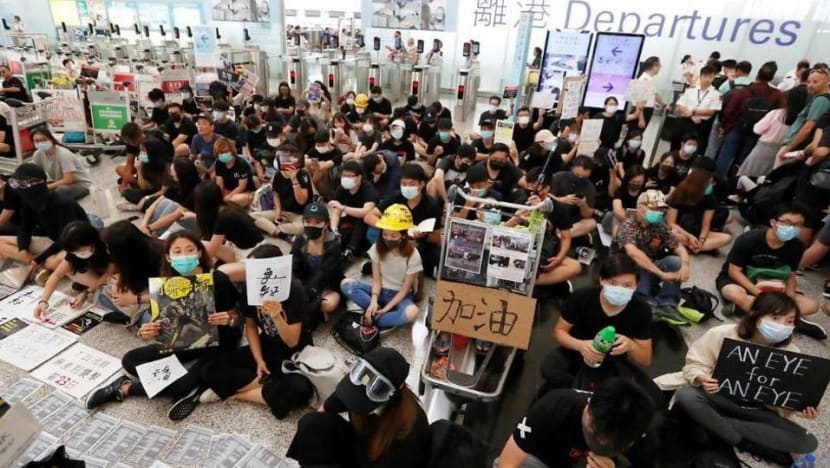 Protesters block departure hall at Hong Kong airport day after rally led to mass flight cancellations Protesters block departure hall at Hong Kong airport day after rally led to mass flight cancellations