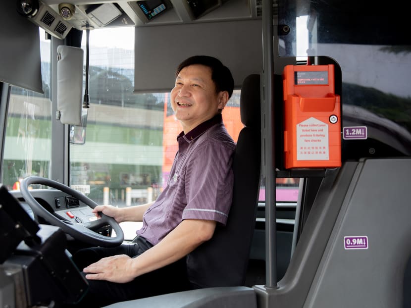 SBS Transit bus driver Ong Shi Chuin having his photo taken at Kampong Bahru Bus Terminal on April 13, 2022. 