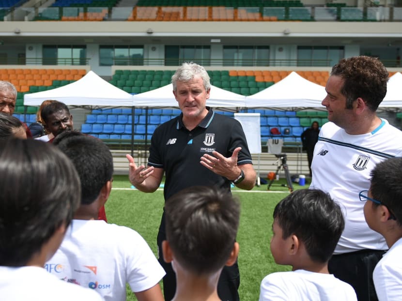 Stoke City manager Mark Hughes. Photo: Channel NewsAsia)