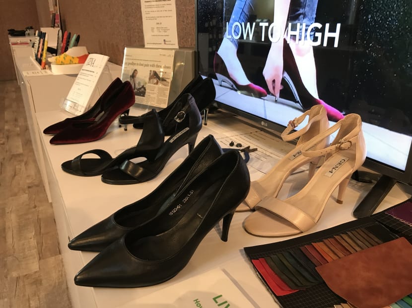 Women’s transformer shoes go from kitten pumps to 3.5-inch heels at push of a button