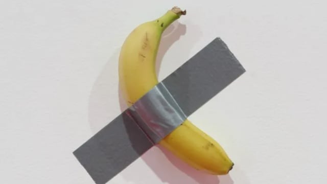 把著名香蕉艺术品吃掉再将皮粘回 韩国大学生称是“艺术”