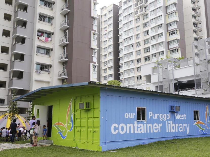 The air-conditioned Punggol West container library, located next to a residential block in the area, contains more than 3,000 books, catering mostly to younger children. PHOTO: Wee Teck Hian