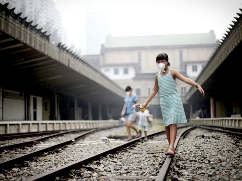 Children at the Tanjong Pagar Railway Station, which was opened to the public yesterday. Photo: Jason Quah