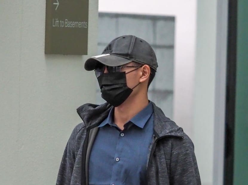 Lee Yan Ru leaving the State Courts in April 2021. Lee’s lawyer said that he would be appealing against both the conviction and sentence.