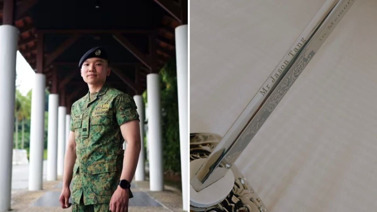 'The last thing I could honour my dad with': SAF officer engraves late father's name on sword won in Britain