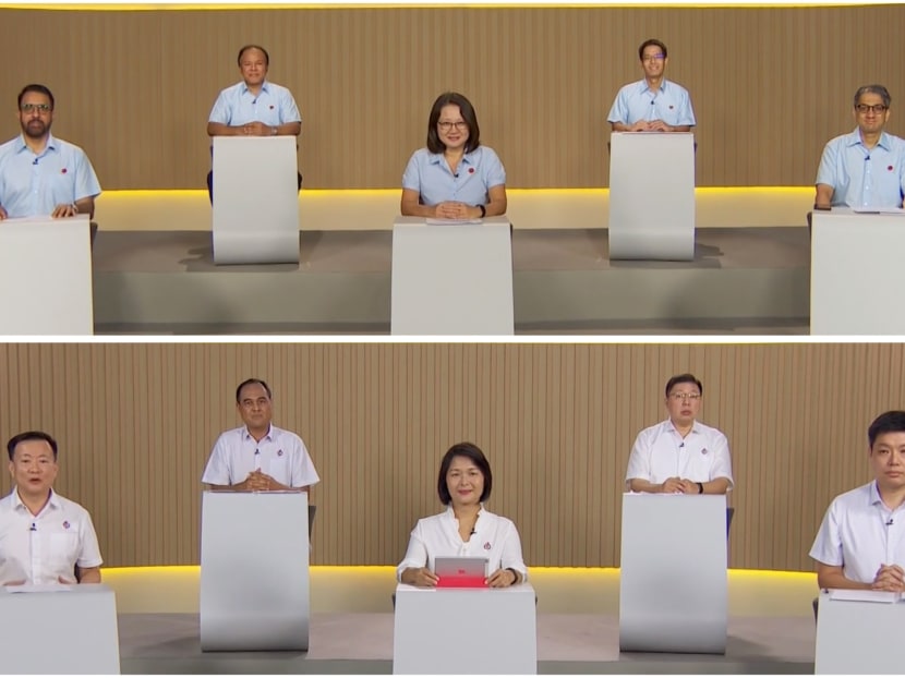 Candidates from the Workers' Party (top) and the People’s Action Party (bottom) are contesting for five seats at Aljunied Group Representation Constituency this General Election.