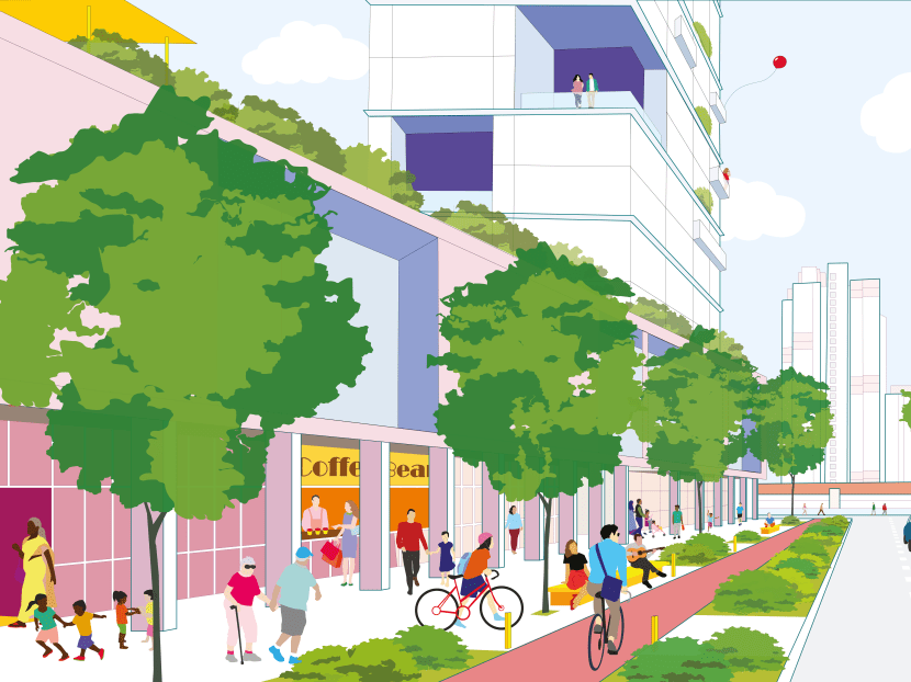 An artist's impression of an urban neighbourhood on Anson Road in the Central Business District.