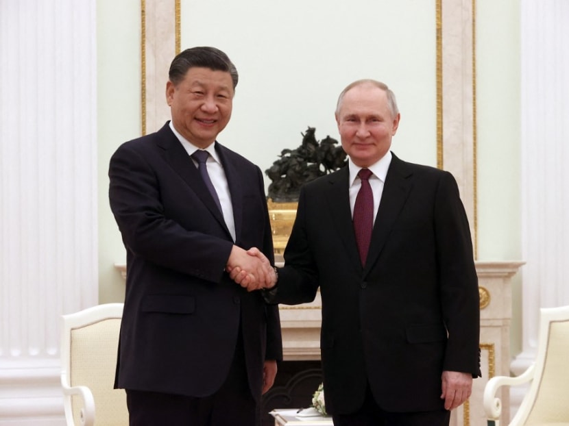 Russian President Vladimir Putin meets with China's President Xi Jinping at the Kremlin in Moscow on March 20, 2023.