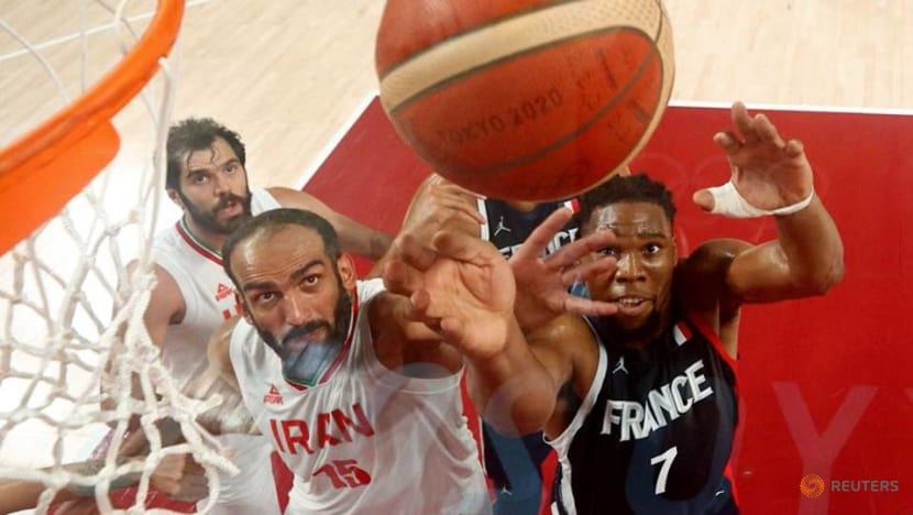Olympics-Basketball-French men's team coast to quarter-finals with win over Iran