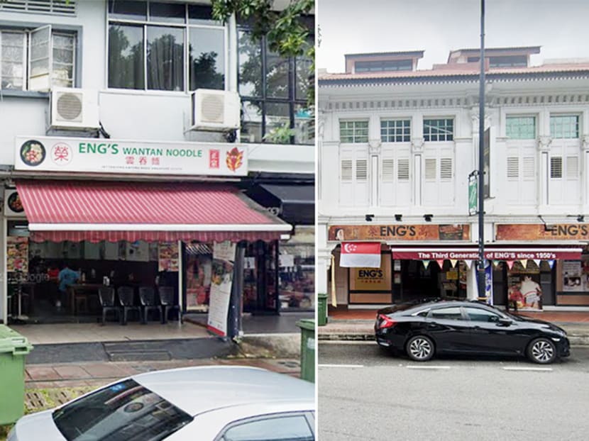 (Left) Eng's Wantan Noodle at 287 Tanjong Katong Road; (right) the nearby Eng's Char Siew Wantan Mee at 248/250 Tanjong Katong Road.