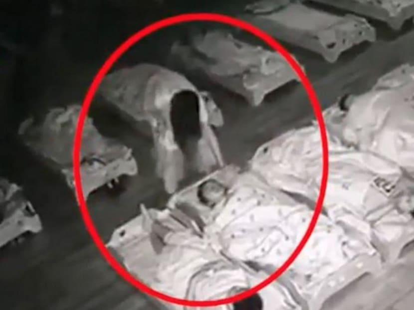 The teacher at the Changchunten Growth Centre in Hefei, Anhui province, is accused of kicking and slapping two pupils, and stepping on the face of a third while the child was having an afternoon nap.