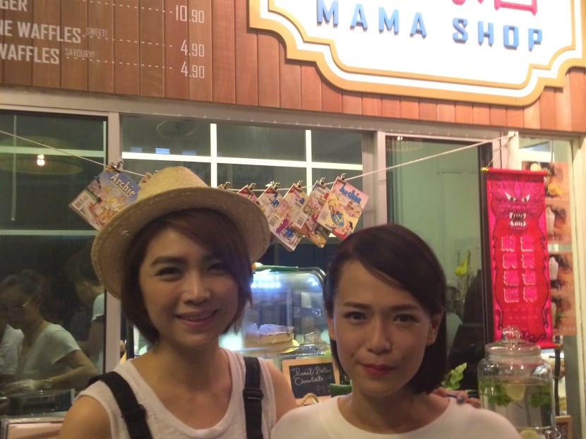Felicia Chin and Sora Ma at the opening ceremony for their cafe, The Mama Shop.
