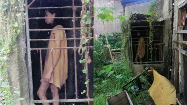 菲律宾精神病女被困铁笼25年 村民：担心她有生命危险