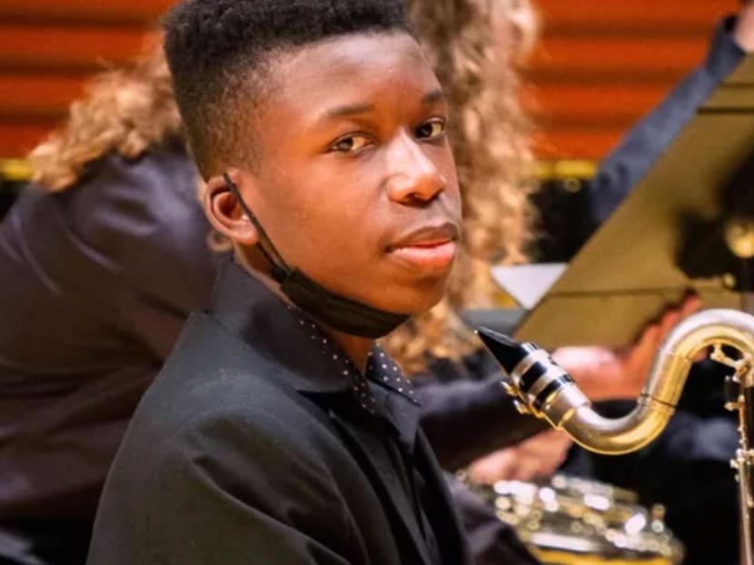 Ralph Yarl, a Black 16-year-old who was shot and wounded by a homeowner after mistakenly going to the wrong house to pick up his siblings, holds a bass clarinet in this picture obtained from social media. Ralph Yarl, a Black 16-year-old who was shot and wounded by a homeowner after mistakenly going to the wrong house to pick up his siblings, holds a bass clarinet in this picture obtained from social media.