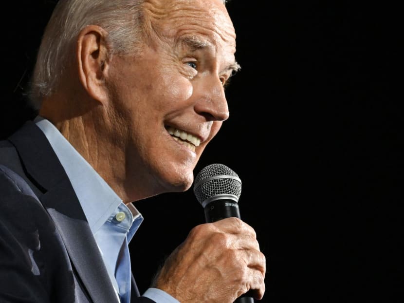 US President Joe Biden speaks during a rally for Democratic candidates, including New York Governor Kathy Hochul, at Sarah Lawrence College in Bronxville, New York, on Nov 6, 2022.
US President Joe Biden speaks during a rally for Democratic candidates, including New York Governor Kathy Hochul, at Sarah Lawrence College in Bronxville, New York, on Nov 6, 2022.